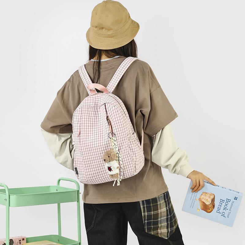 Schoolbag high value Mori small fresh plaid girl travel backpack Korean version ins style student class backpack schoolbag