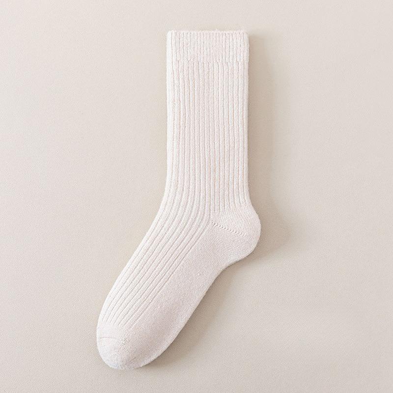Wool Pile-up Socks for Women in Autumn and Winter, Thick and Warm, Mid-length, Suitable for All Occasions, Pure Color, Anti-chill and Insulation Socks