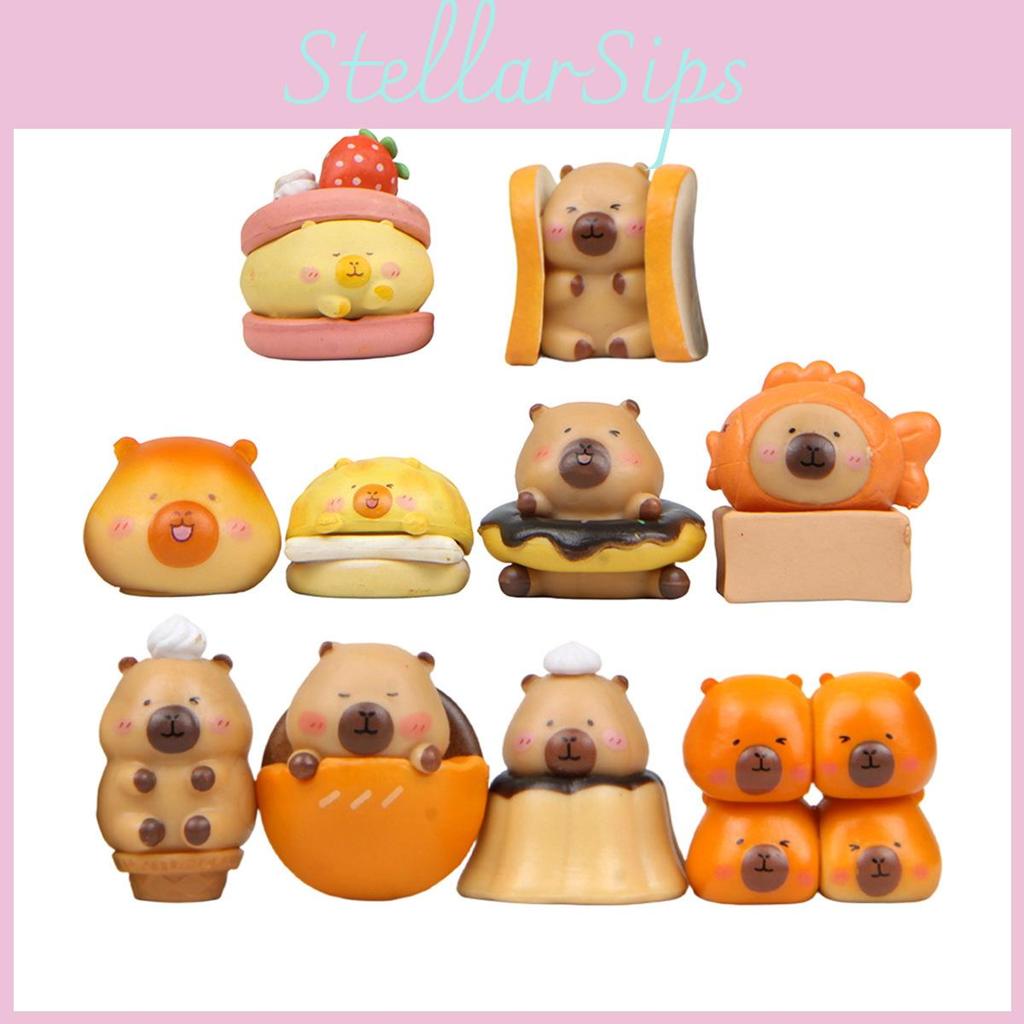 Ornaments Resin Capybara With Pudding Donuts And Sandwiches Design For Gift