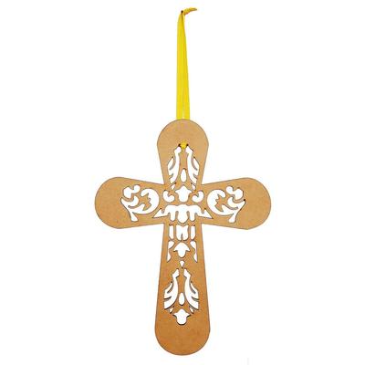 Wandbehang aus Holz, lasergeschnitten: Jesuskreuz, Unvollendet