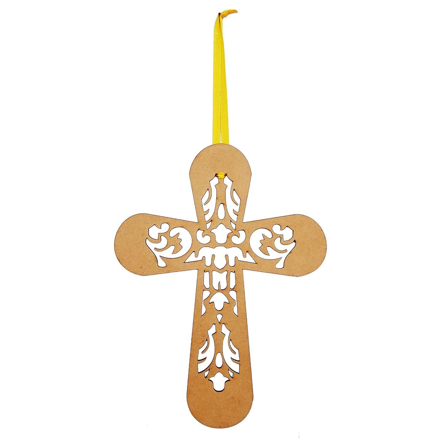 

Wooden Laser Cut Wall Hanging: Jesus Cross, Unfinished