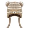 Gorro de Inverno Listrado com Orelhas de Urso de Desenho Animado para Crianças