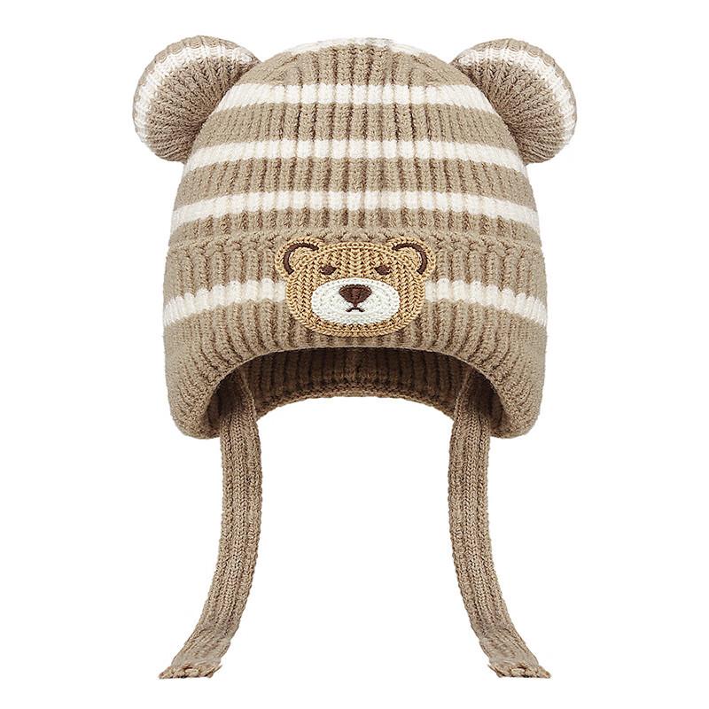 

Kids Winter Striped Cartoon Bear Earflap Beanie One Size