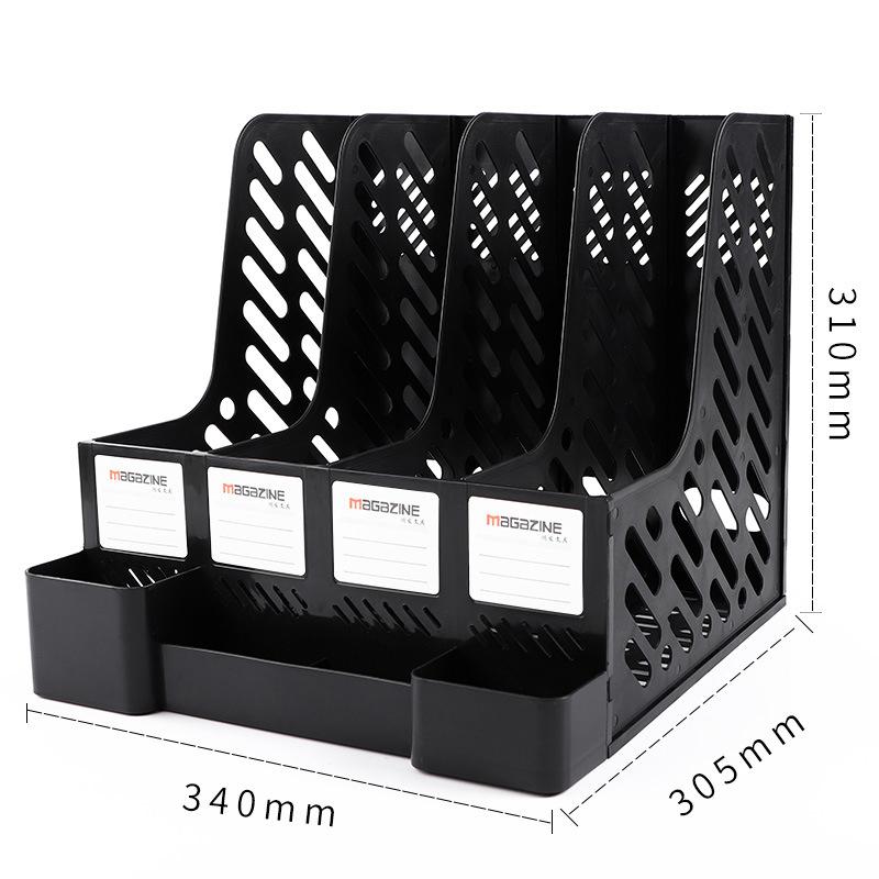 4 Column File Rack Holder Durable PP Material Desktop Organizer for Books Stationery Sundries School Office Desktop