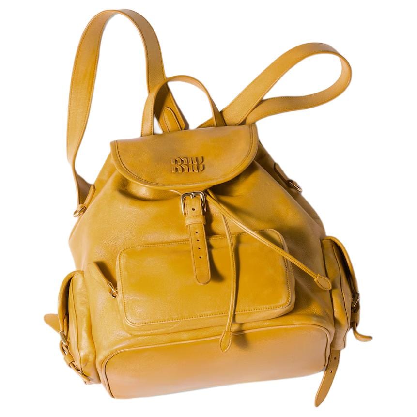 MIU MIU Leather Backpack Women's Whiskey Color 5BZ042_AF6P_F0R55_V_OOO