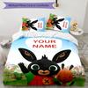 3pcs Bing Bunny1 Cover Set - Personalized Name, HD Printed Bedding with 1 Cover and 2 Pillowcases - Perfect for Home Decor, Easy Care