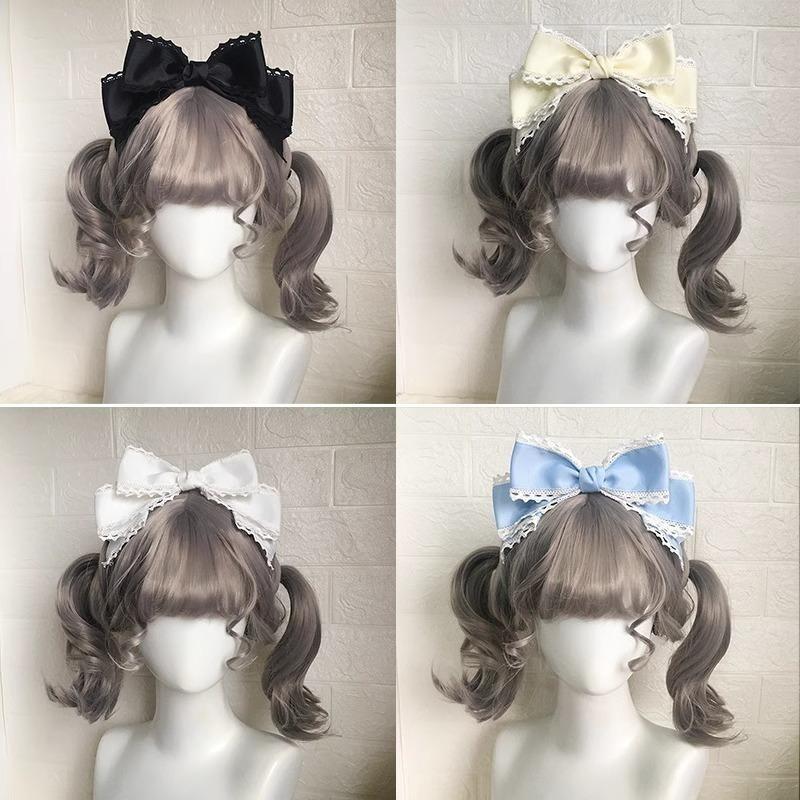 Neues großes Schleifen-Kopfstück Lolita-Haarband Puppen-Schleifen-Haarnadel Maid Handgemacht Cosplay Japanischer Anime Japanische Haarspangen Accessoire