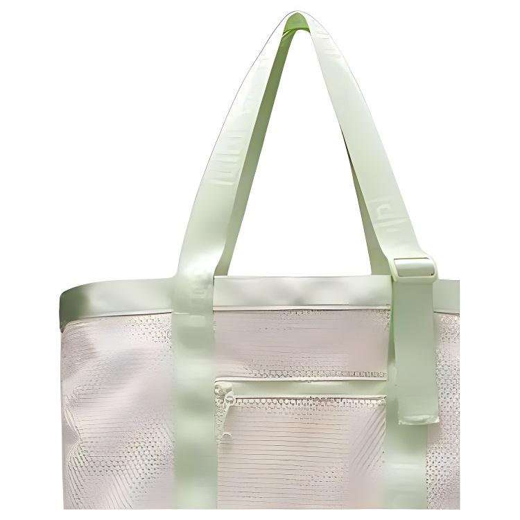 Lululemon Netz 20L Markenlogo Druckknopfverschluss Polyester Schulter-Tragetasche Normale Damenhandtaschen Weiß Grün Beige LU9BARS-KOGR