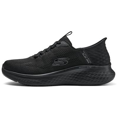 Skech Lite Pro Slip Ins Men Pure Black Low Top Casual Shoes Mesh Cushion Breathable Light Rebound Wear Resistant 232466-BBK