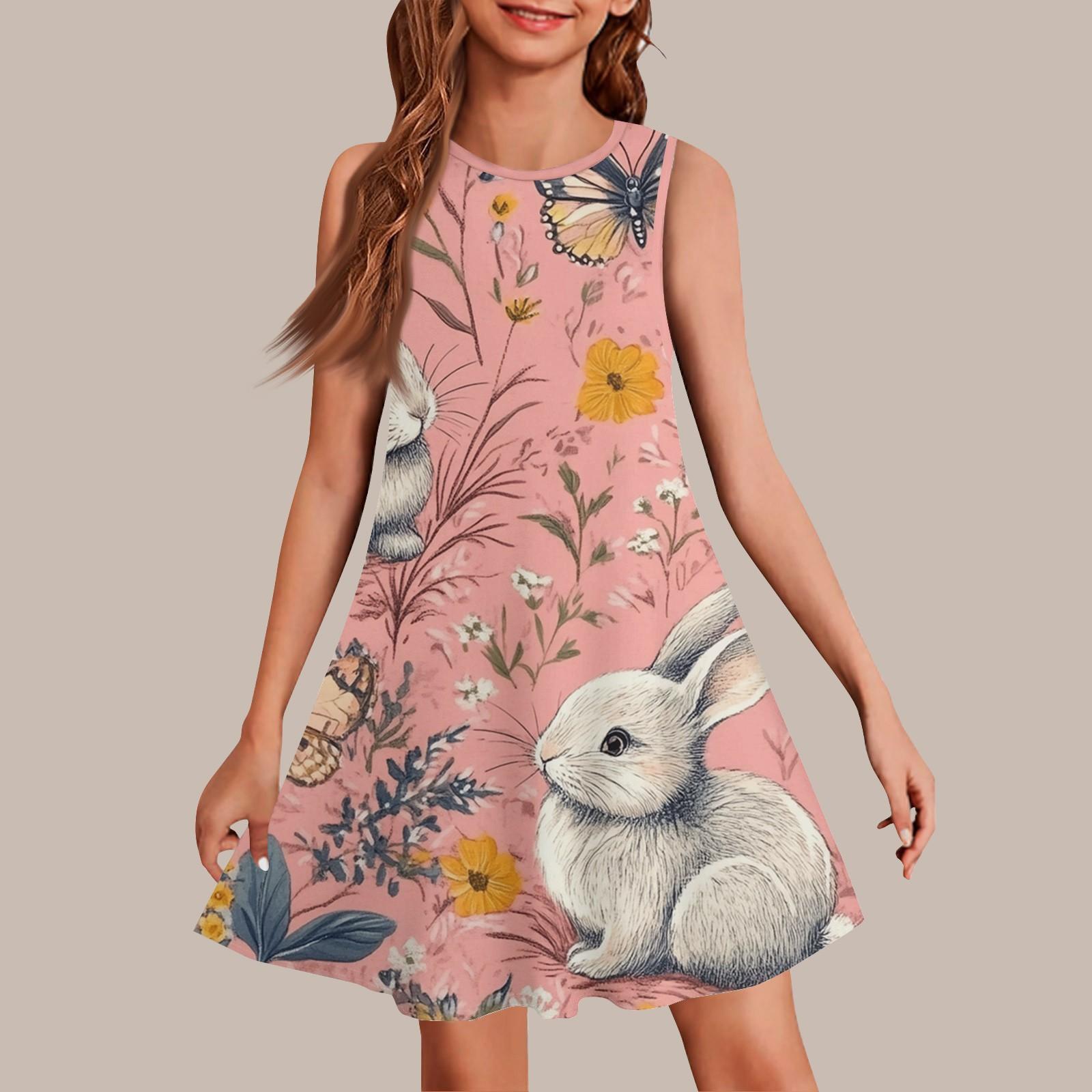 

Девочки мода повседневный без рукавов круглый вырез пасхальный принт платье 160 арбуз красный