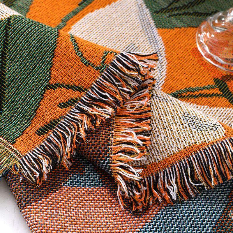 Tulip Single Sofa Throw, Two-Seater Sofa Cover, Small Round Tablecloth, Vintage Coffee Table Cover, Bedspread