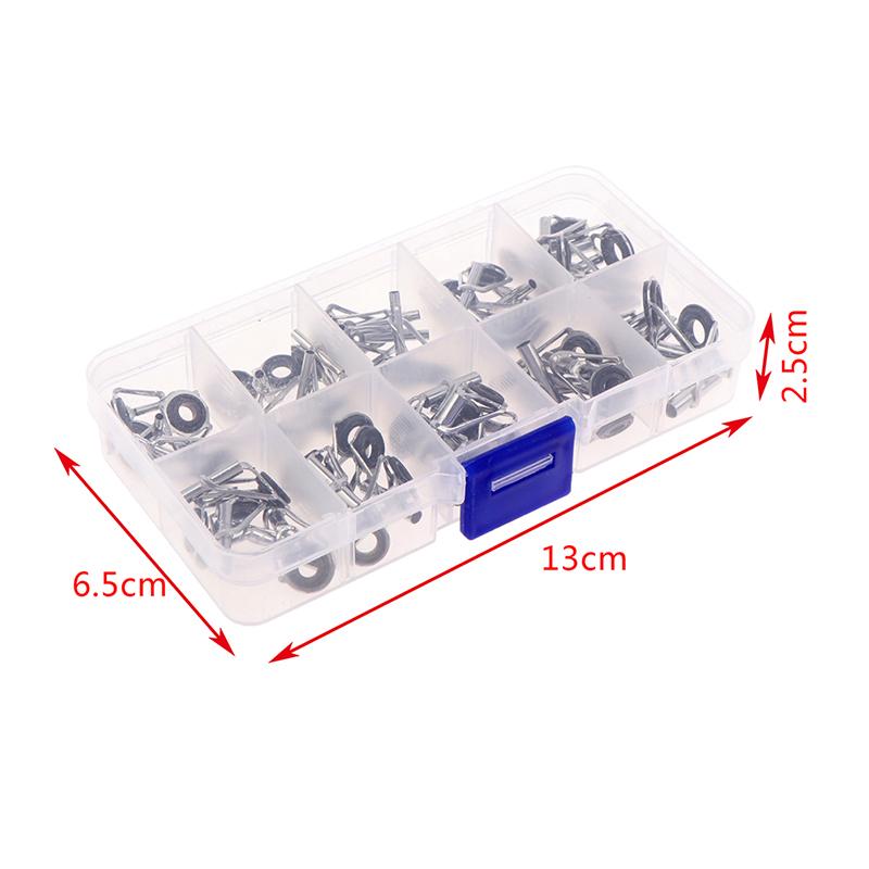 80Pcs/Box Size1-10# Fishing Rod Guide Tip Repair Kit Set Diy Eye Rings Tackle