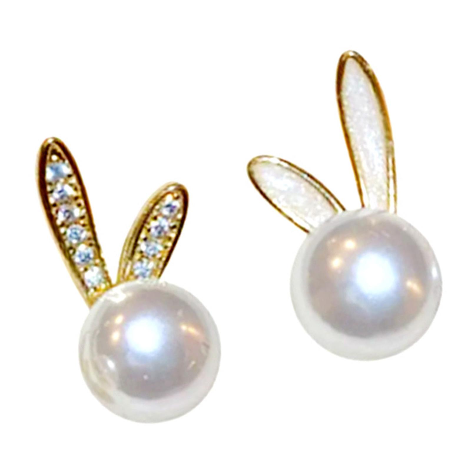 

Стильные серьги в форме кролика и с имитацией жемчуга, женские, для пасхальной вечеринки, ручной работы, аксессуары для весеннего наряда