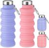2pcs 500ml Foldable Silicone Water Glasses Portable Leak  Proof Camping Water Bottle