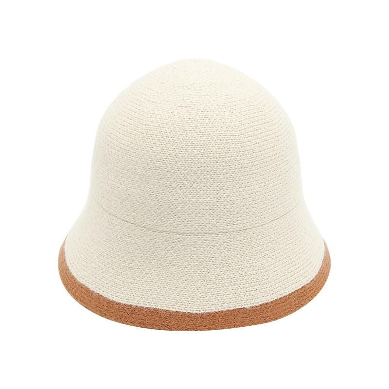 Lamb Knitted Womens Wool Bucket Hat Colorblocked Warm Coldresistant  Autumn