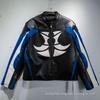 2024 Unisex Weitemeng PU Embroidered Patchwork Motorcycle Jacket