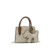 Canvas Vintage Print Small Square Bag With Zipper Closure For Daily Use