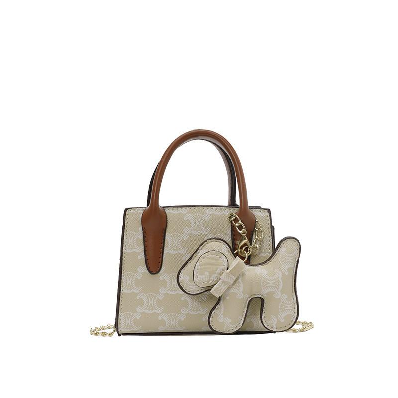 Canvas Vintage Print Small Square Bag With Zipper Closure For Daily Use