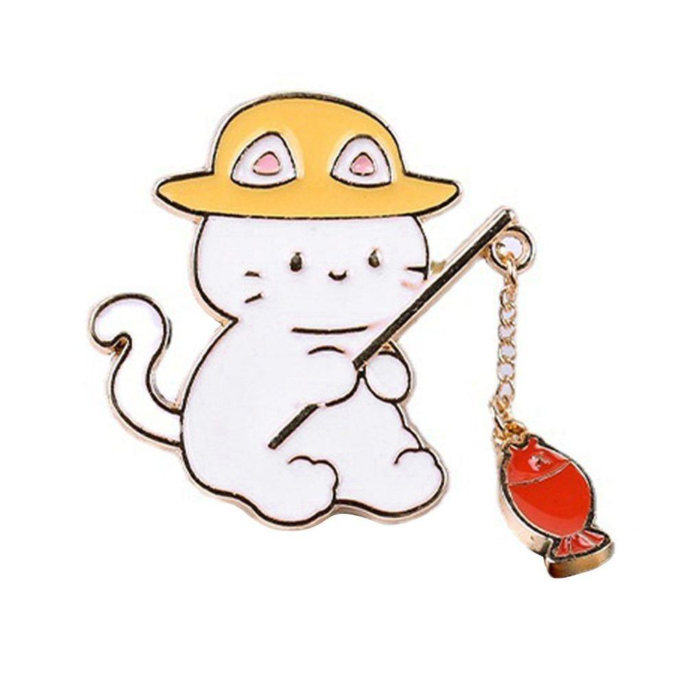 Cartoon Design Animal Badge Pin Enamel Finish Cartoon Cat Pin Creativity Brooch Anime Pins