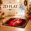 Doormat - 2D Printed Christmas Holiday Decor Mat, Cute Elf And Candy Cane Plaid Pattern, Fun Washable Non-Slip Base Carpet, Indoor/Outdoor Use, Holida