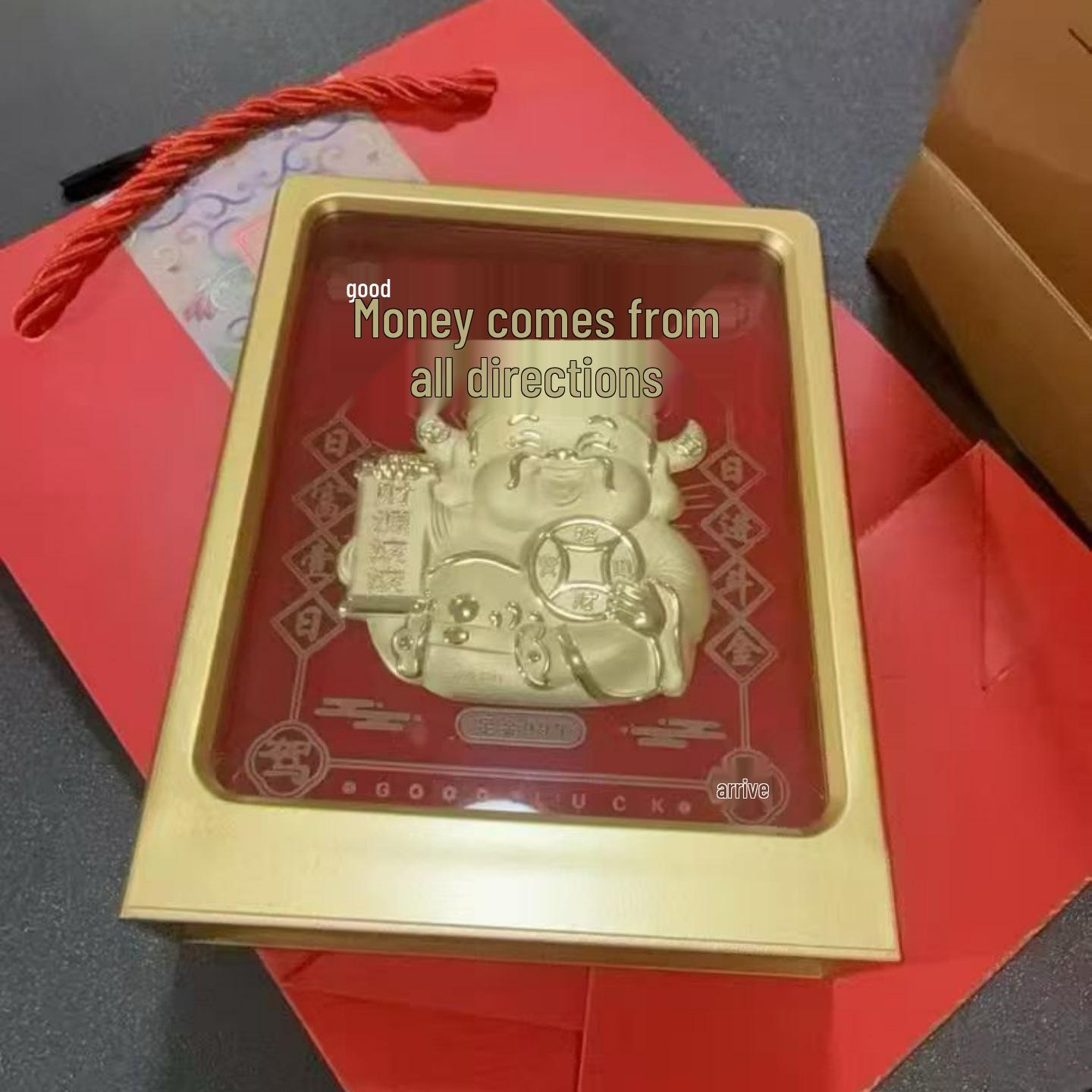 999 Pure Gold God of Wealth Horse Ornament - Golden Eight Directions Desk Decor