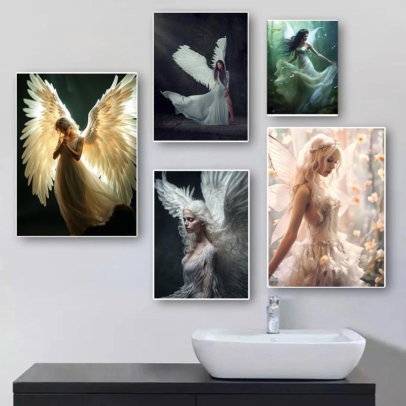 Beautiful Guardian Angel Poster Vintage Timeless Angelic Spiritual Prints Canvas Painting Girly Wall Art Picture Home Room Decor