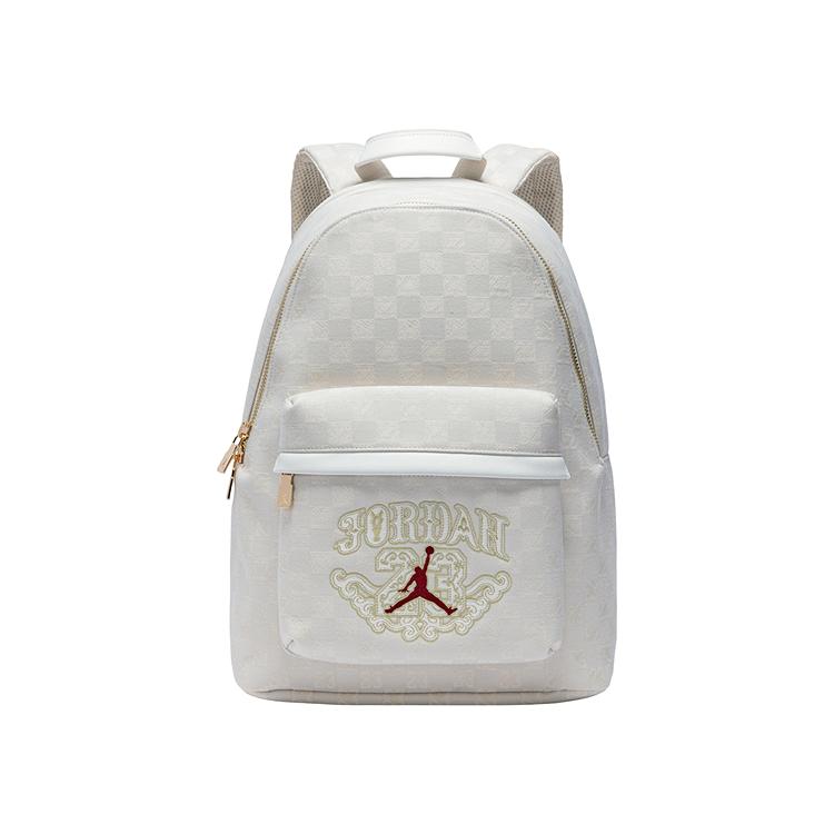 Jordan 23L Logo Pattern Large Capacity Polyester Backpack Unisex Backpack Cream JD2613094AD-001 Milk White