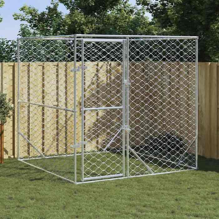 VidaXL Chenil d'Extérieur pour Chiens, Cage pour Chiens avec Porte, Niche pour Animaux de Compagnie, Enclos de Choits Jardin 153674
