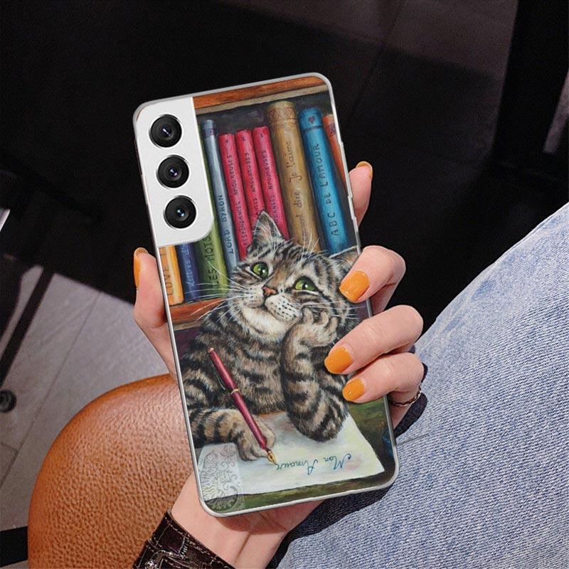 Cute Cartoon Lucky Cats Phone Case For Samsung Galaxy S24 S25 Edge S26 Ultra S23 S22 S21 Plus S20 FE + Personalized Print Cover