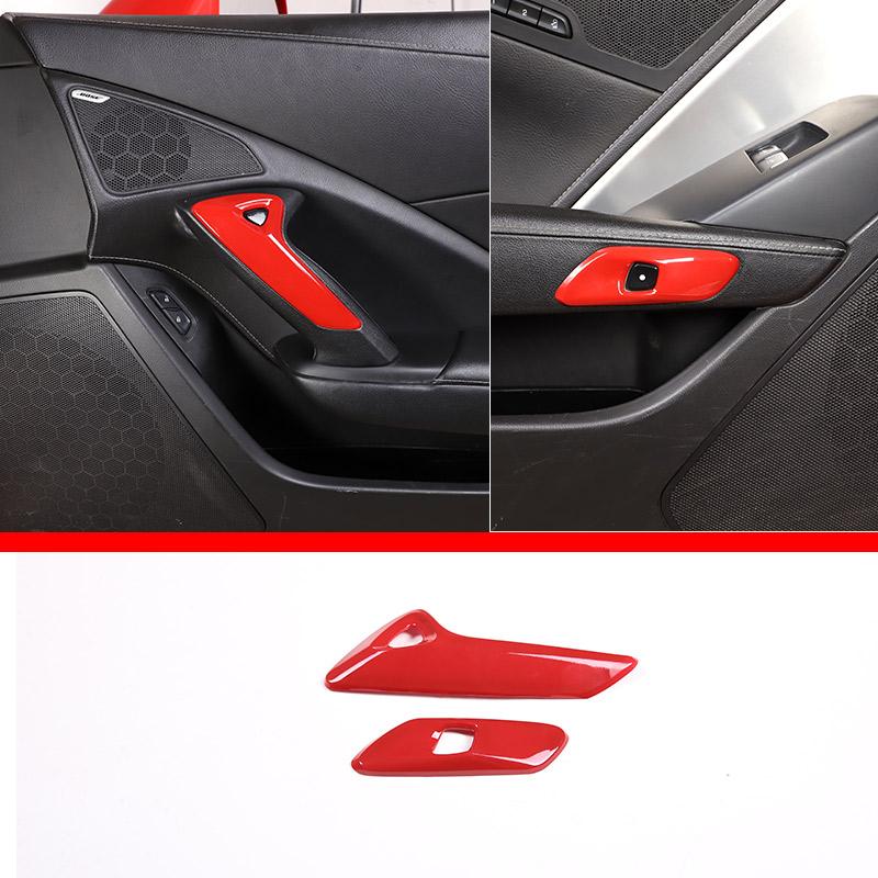 

ABS Red For Chevrolet Corvette C7 2014-19 Interior Modification Car Center Control Trim Strip Door Trim Sticker Car Accessories 7