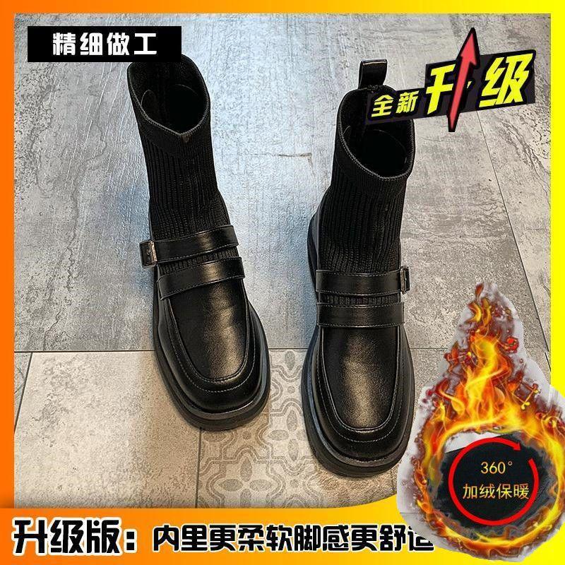 

Skinny Boots Women s British Style Elastic Socks Boots Skinny Short Boots 2025 New Spring and Autumn Boots with Socks Boots Martin Boots 35