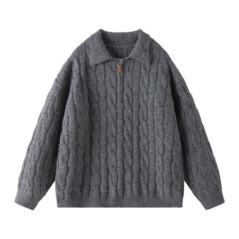Men's Versatile Trendy 2025 Half-Zip Loose Knit Pullover Sweater