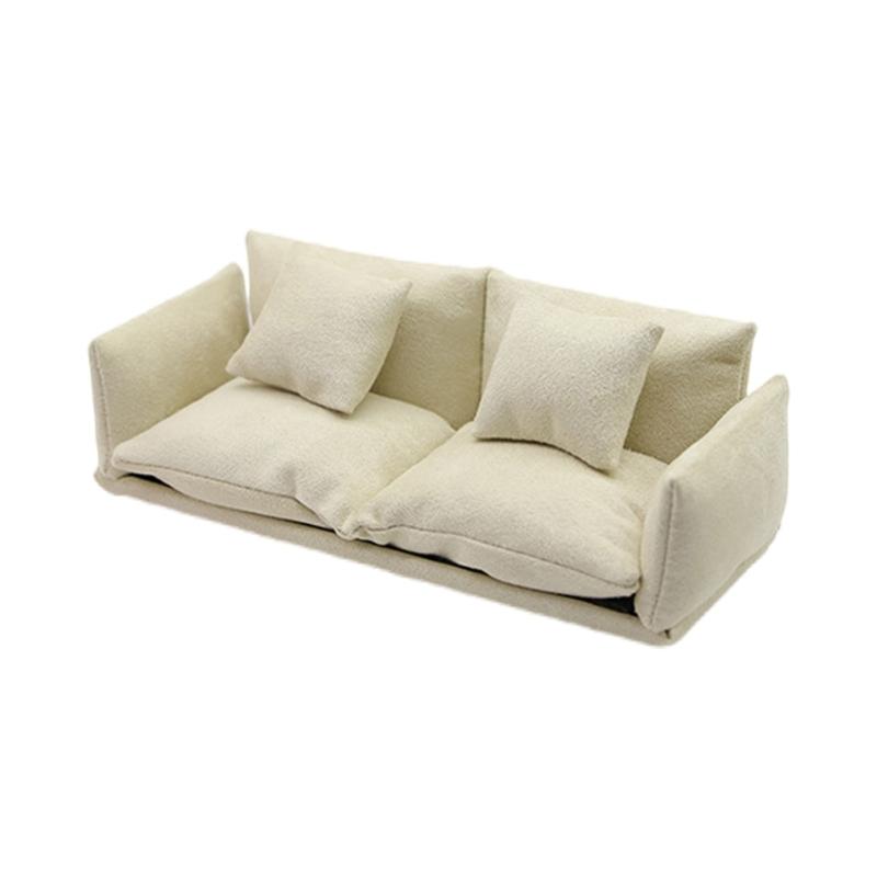 1/12 Scale Couch Model Modern Miniature Sofa Realistic Wooden Dollhouses Furniture For Bedroom Living Room