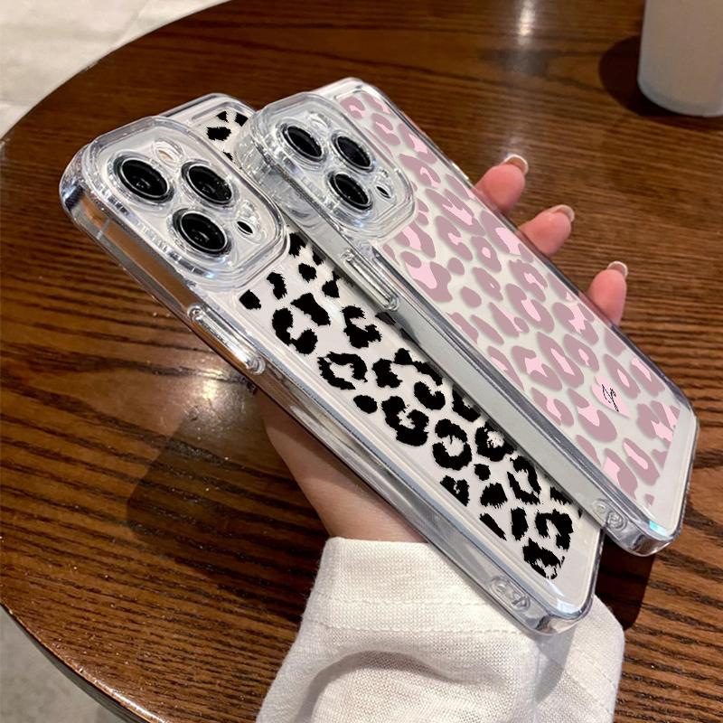 For iPhone 17 16 15 Pro Max Air 14 13 Leopard Print Butterfly Patterned Silicone Soft Phone Case Cover