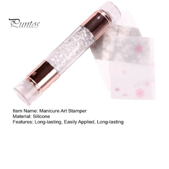 Nail Stamping Plate Seal Soft Crystal-clear DIY Painting Silicone Double Ended Head Transparent Manicure Stamp Pen for Salon