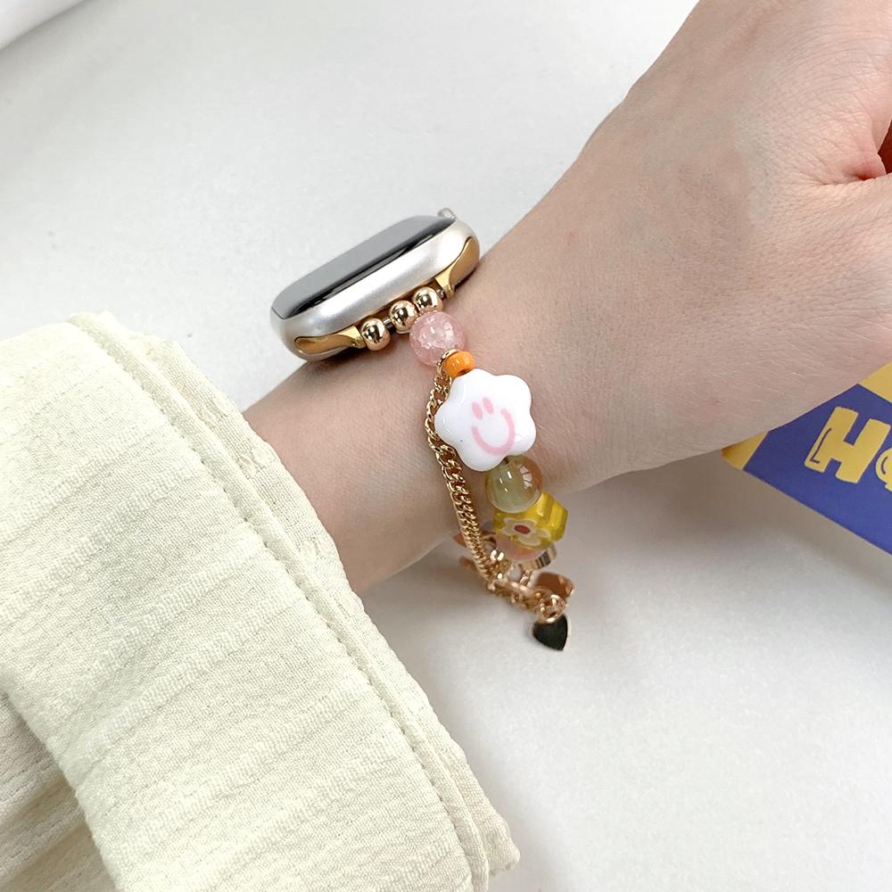 Cute Women Strap for Apple Watch Band 46mm 40mm 41mm 44 45mm 42mm 49mm Resin Bracelet for Iwatch 10 9 8 7 6 5 4 Se Ultra Correa