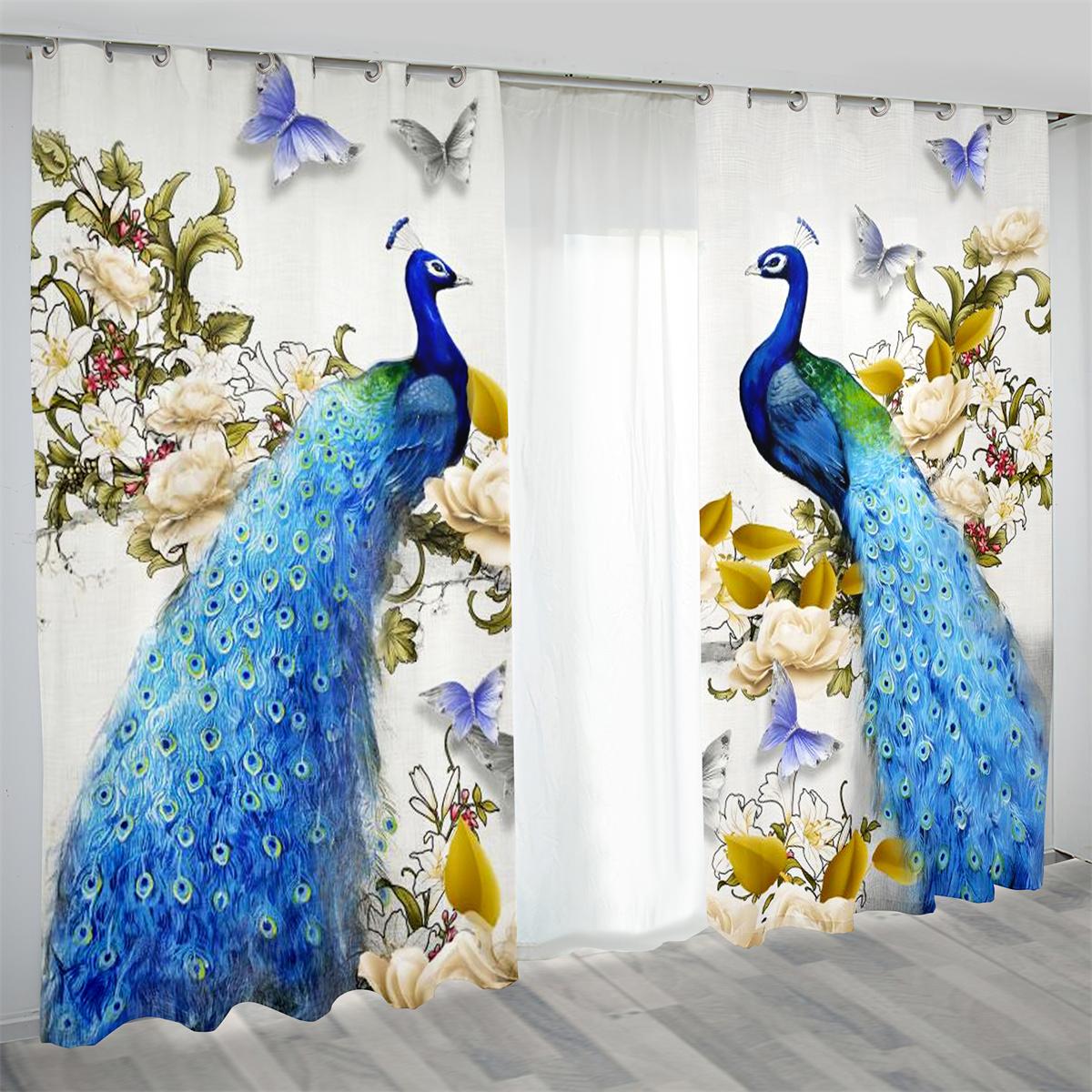 

Ретро Роскошная серия Peacock Элегантная Синяя Золотая 2-х шт. Светофильтрующая занавеска для гостиной, спальни, домашнего окна, драпировка, декор 75W60H(CM) 2PCS