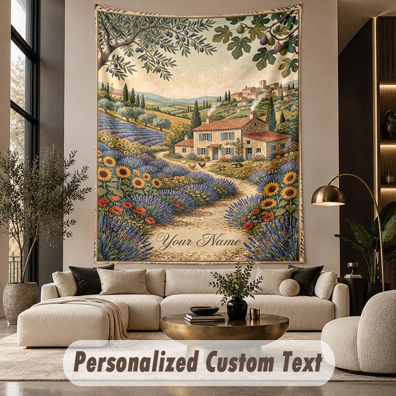 Floral Garden (621) Theme Wall Tapestry Customized With Name Text Personalized Hanging Tapestry For Bedroom Living Room Decor