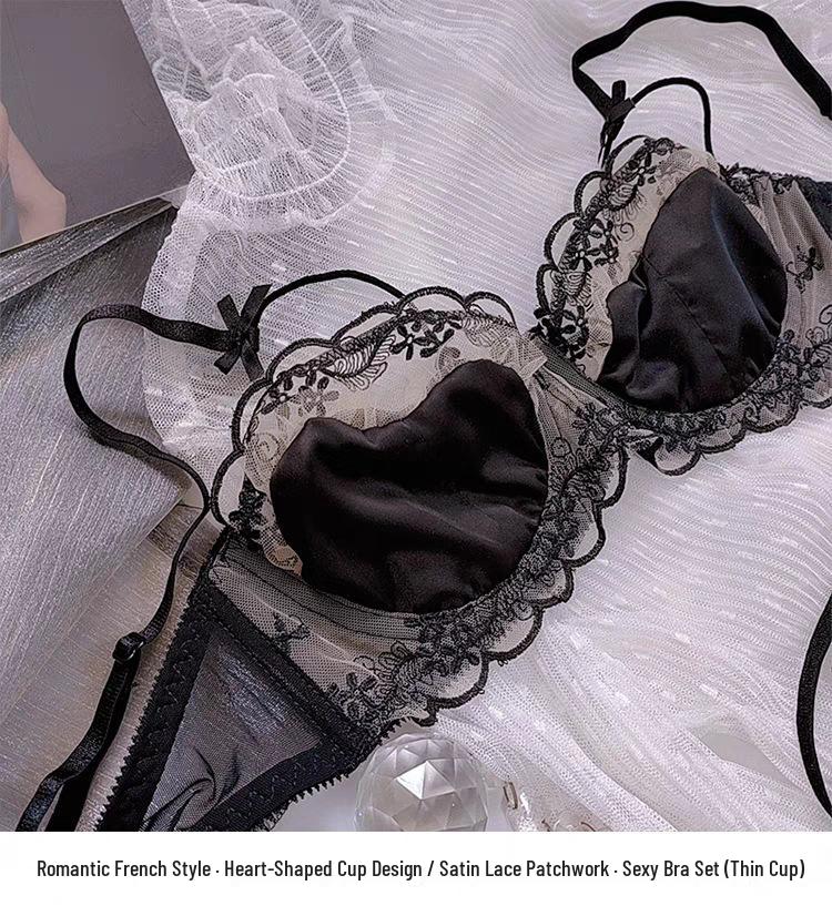Lace Push-Up Bra Set for Small Busts - Side Support & Anti-Sagging Design