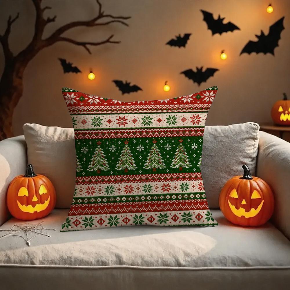 Nordic Halloween Gift Cushion Cover Halloween Rustic Throw Pillow Covers, Cute Ghost Pumpkin Maple Leaf Cushion Covers
