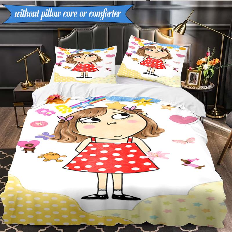 3-teiliges Char-lie und Lola Abenteuer Bettwäsche-Set, Enthält 1 Bettbezug und 2 Kissenbezüge. Perfekt für Schlafzimmer, Wohnheim, Weihnachtsgeschenk für Fans