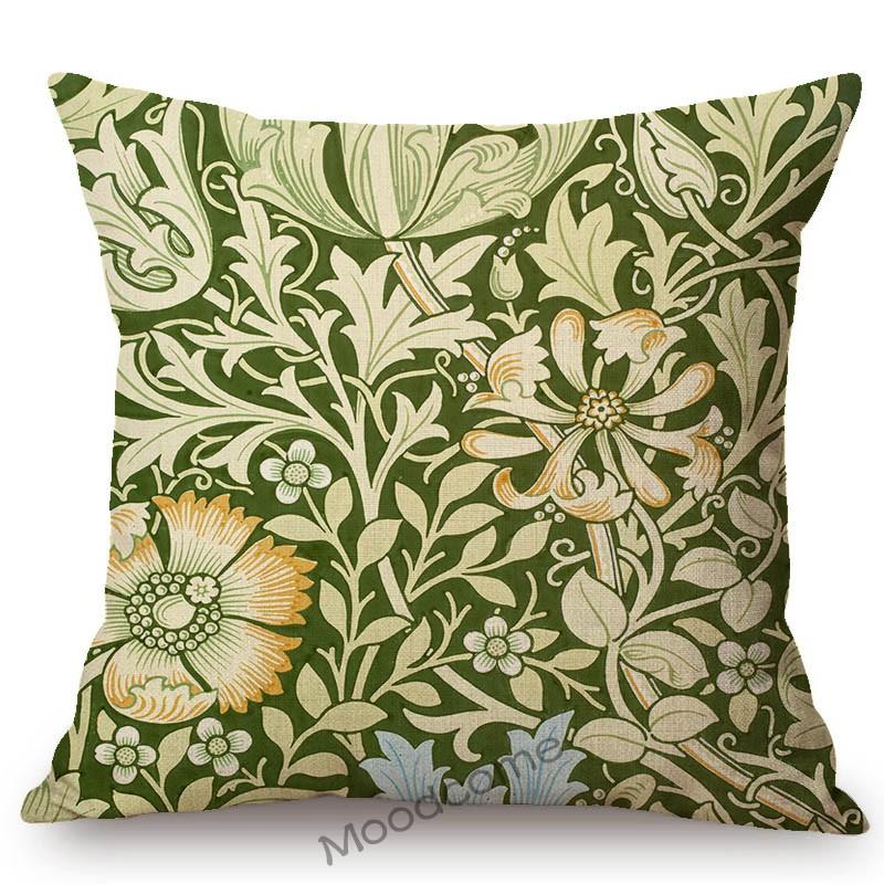 William Morris Floral Green Plant Flower Harmony Home Art Decorative Throw Pillow Case Sofa Cotton Linen Cushion Cover Case