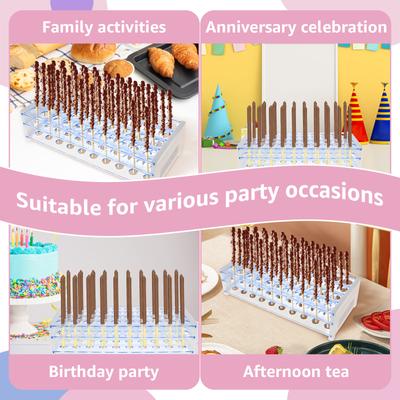 3 Tiers 40 Holes Lollipop Display Stand for Cookies Candy Multipurpose Pretzel Rod Holder Clear Pretzel Sticks Holder With