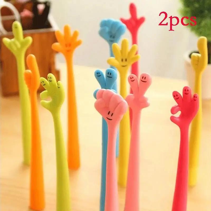 

2pcs Cute Cartoon Ball Point Pen Ballpoint Finger Creative Stationery Student