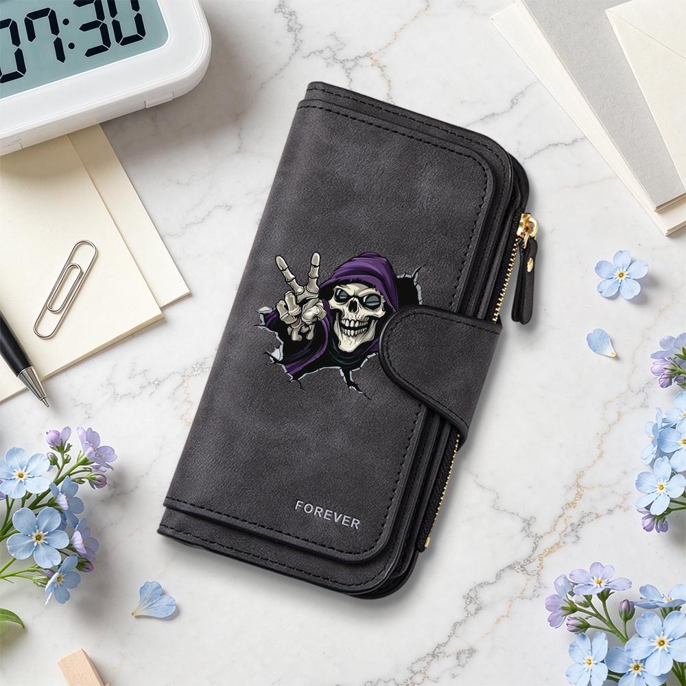 Gothic Skeleton Print Wallet Forever Multi Card Large Capacity Purse