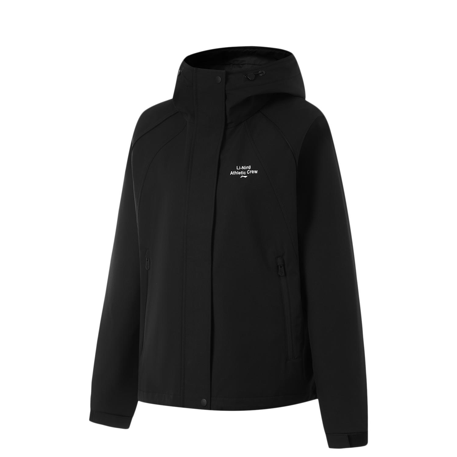 

Li-Ning Lettuce Edge Water-Resistant Hooded Letter Print Loose Fit Cycling Camping Windbreaker Women Jackets Black AFDU940-2 M