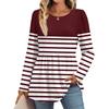 Women's Casual Fashion Long Sleeve Shirt Striped Tunic Top