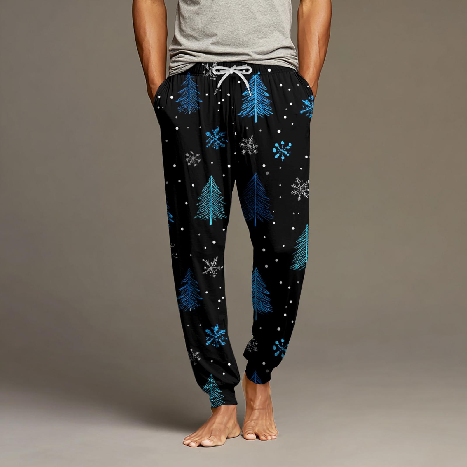 

Мужские повседневные брюки с карманами на кулиске и манжетами, домашние брюки для сна XXL чёрный