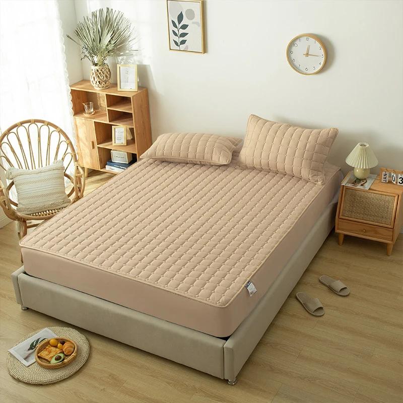 Vanntett formsydd laken ensfarget vattert sengeteppe madrassbeskyttelsestrekk med strikk fortykket laken