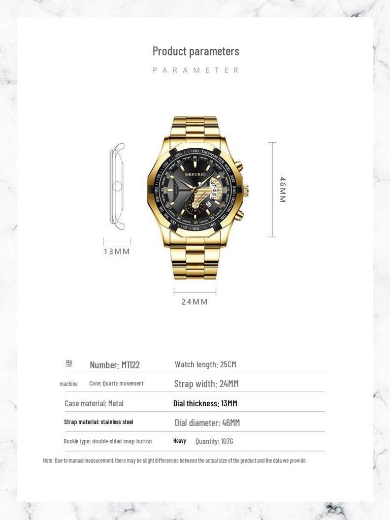 Men's Oversized Creative Calendar Steel Band Watch with Large Dial